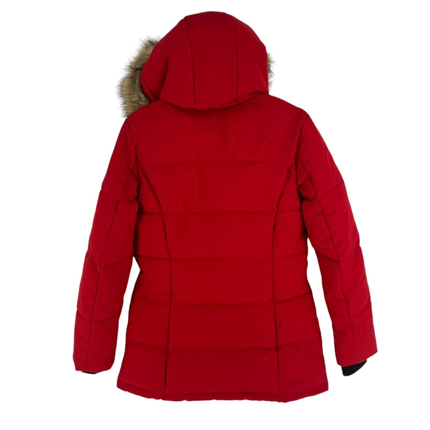 Helvetica Girls Red Hooded Parka Jacket Coat Size 14 Years