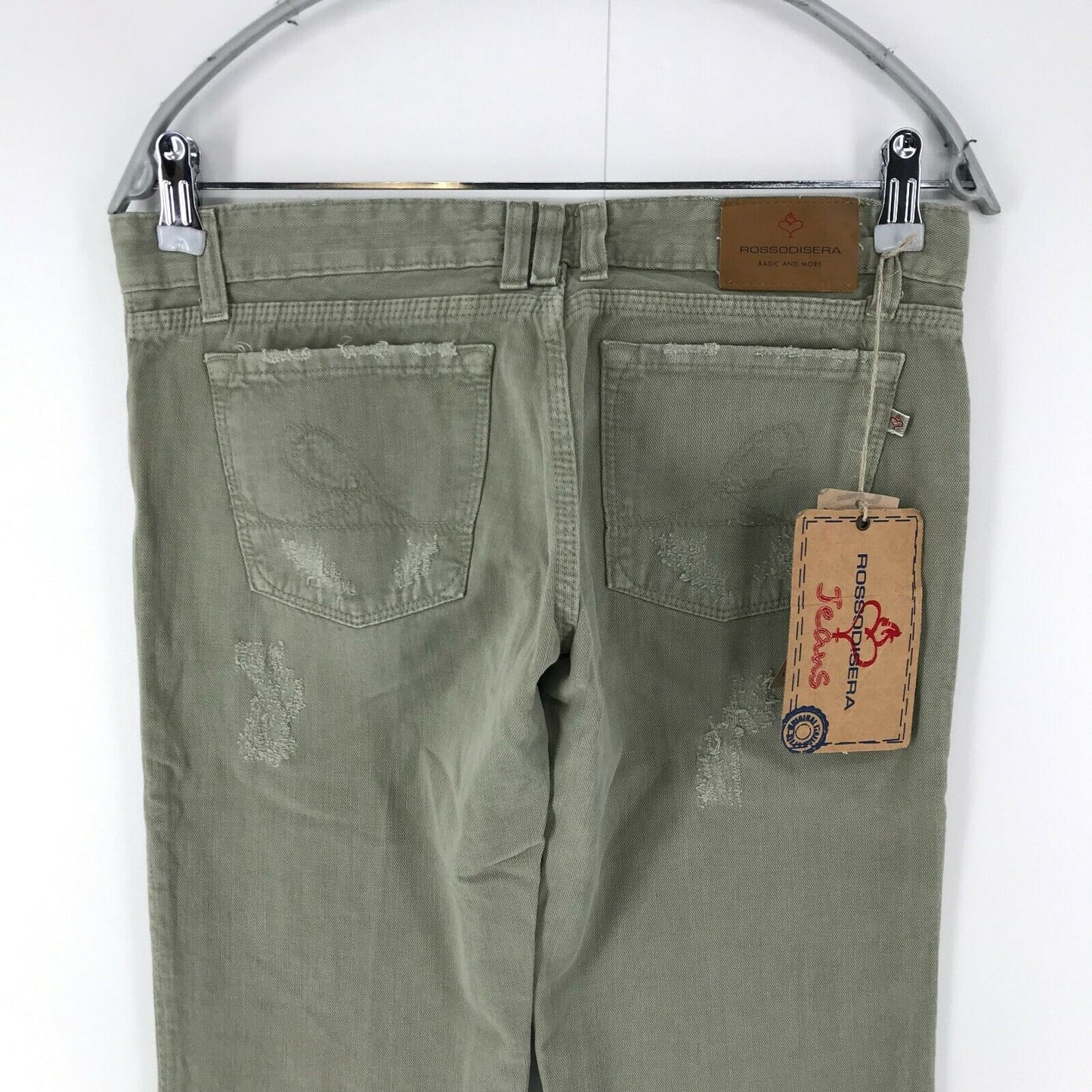 ROSSODISERA Damen Jeans in Beige, Regular Straight Fit, Größe 42 W30, hergestellt in Italien