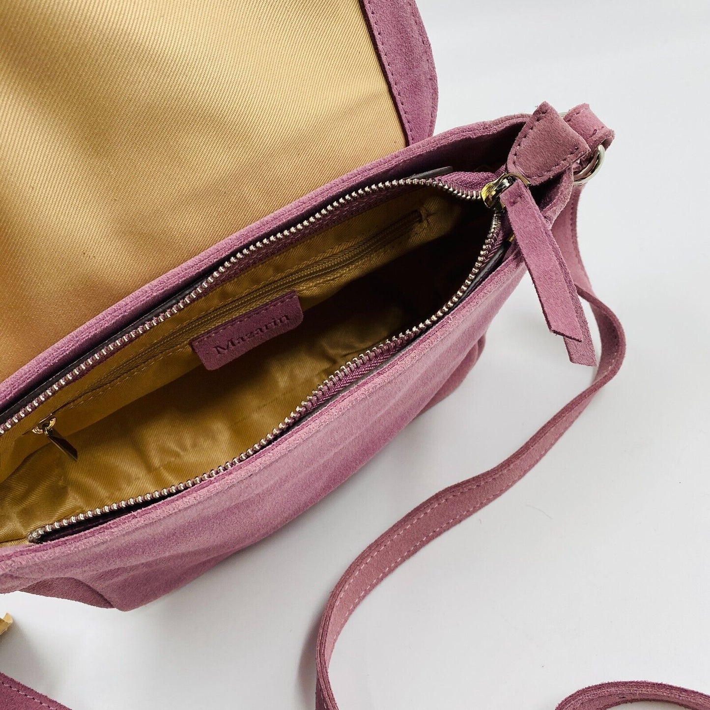 MAZARIN Sac à main en cuir suédé rose foncé Sac à bandoulière