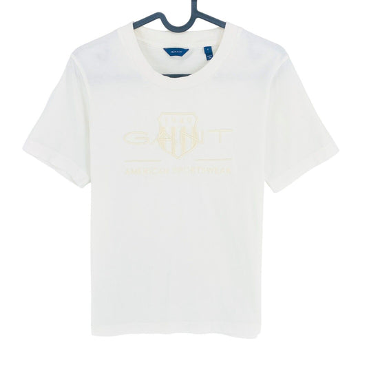 GANT White Tonal Archive Shield Crew Neck T-Shirt Top Size S