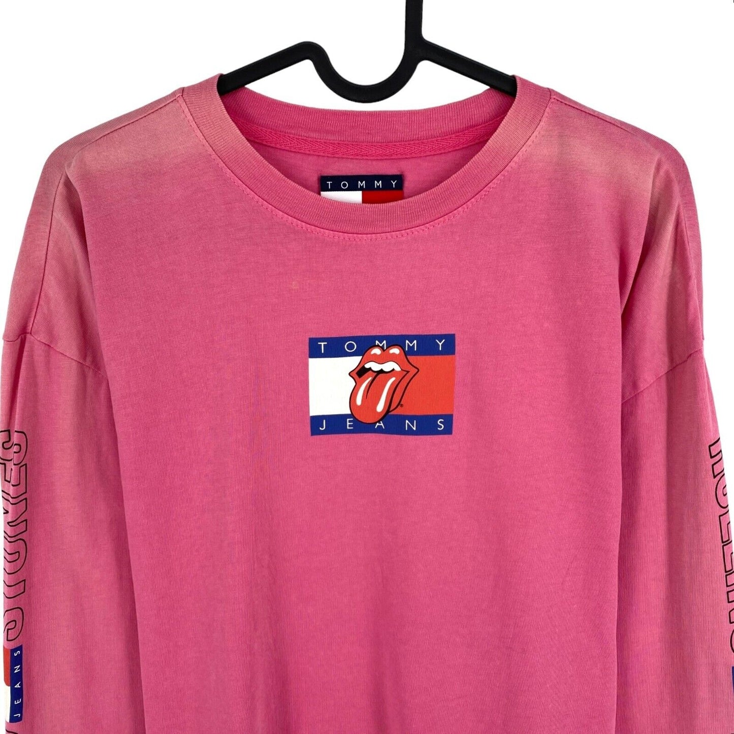 Tommy Hilfiger Jeans Rose Abo TJW Rolling Stones Crop T Shirt Taille M