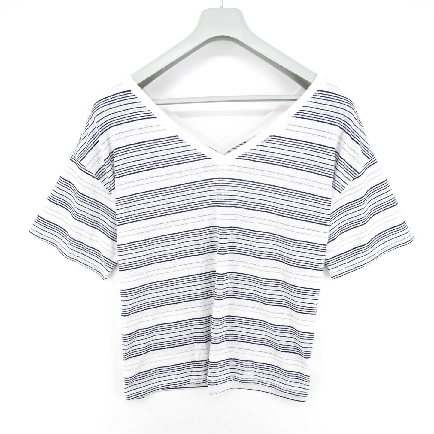 GAP Weiß gestreifte V-Ausschnitt Bluse T-Shirt Größe 2XS L