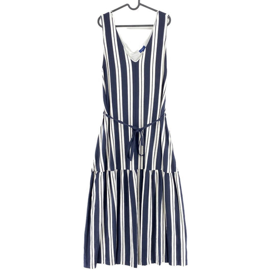 GANT Navy Blue Striped Maxi Sleeveless Belted Jersey Dress Size 2XL XXL