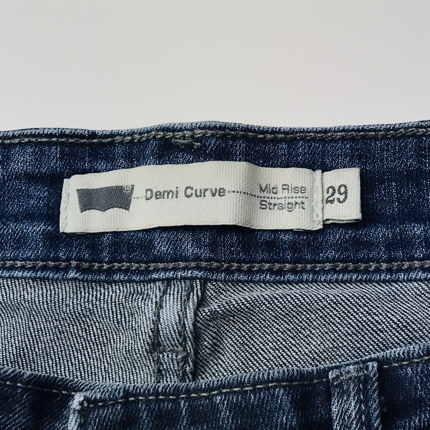 Levi's Demi Curve Women Dark Blue Mid Rise Straight Fit Jeans Size W29 L34