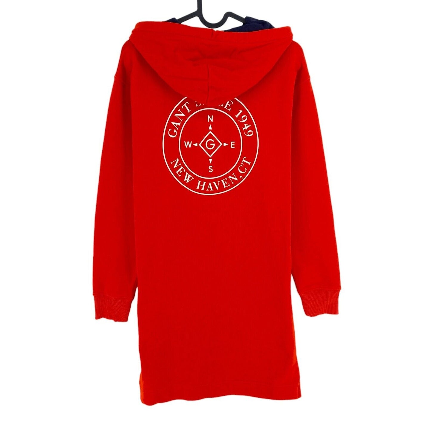 GANT – Sweat-Kapuzenkleid mit nautischem Logo, Rot, Größe XS