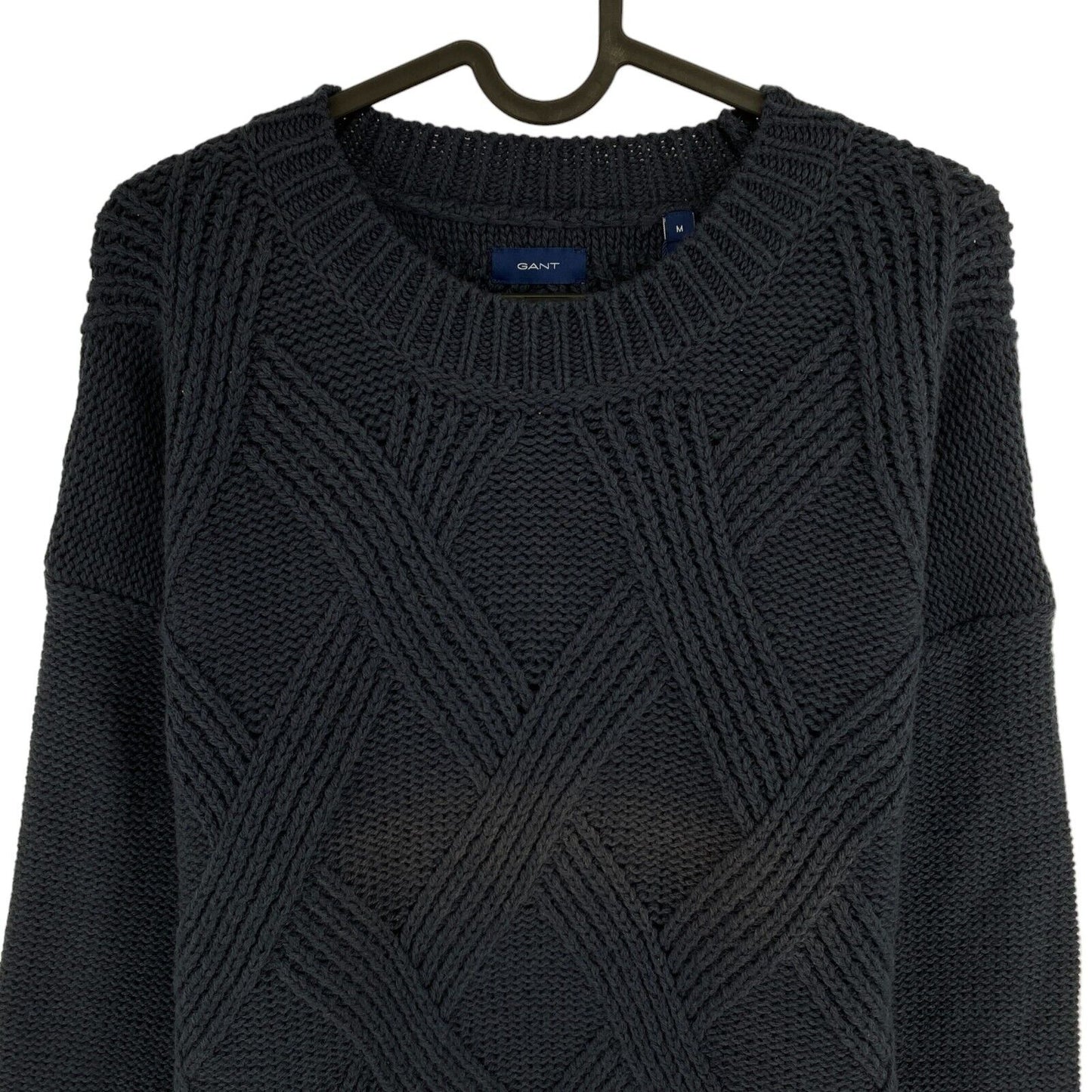 GANT Navy Blue Graphic Cable Crew Neck Sweater Jumper Size M