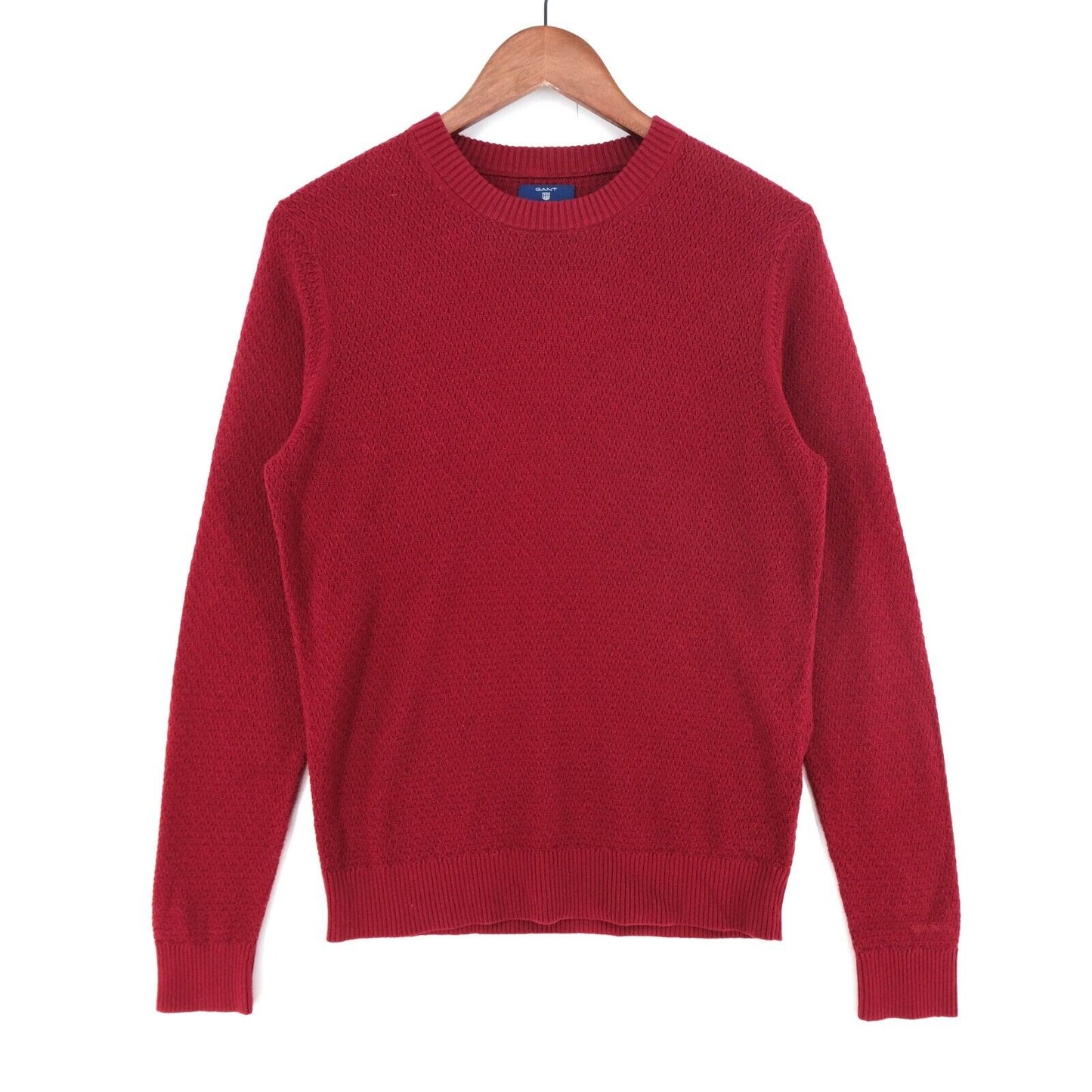 GANT Dark Red Crew Neck Cotton Blend Jumper Sweater Size S