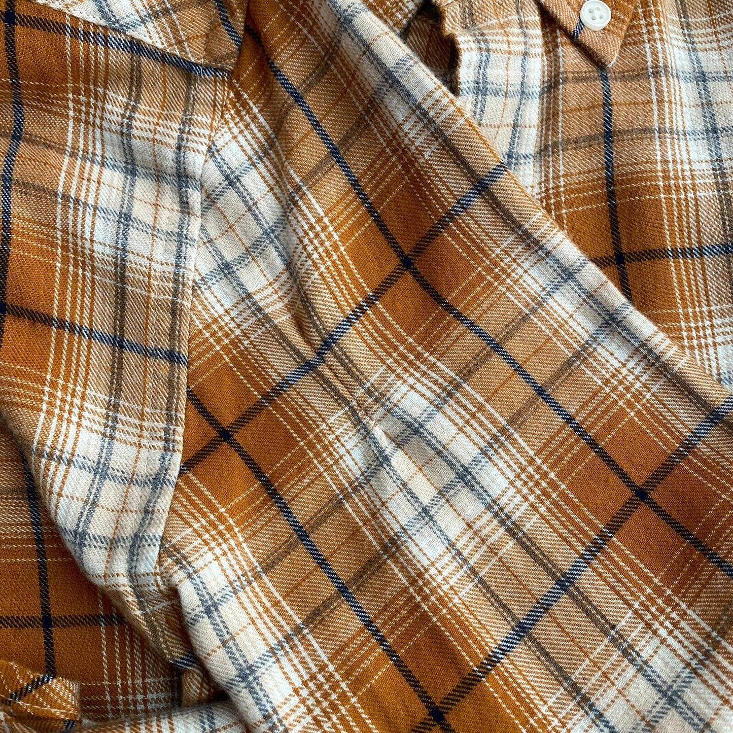 GANT Dark Yellow Wind Blown Flannel Plaid Regular Shirt Size S 37/38 15