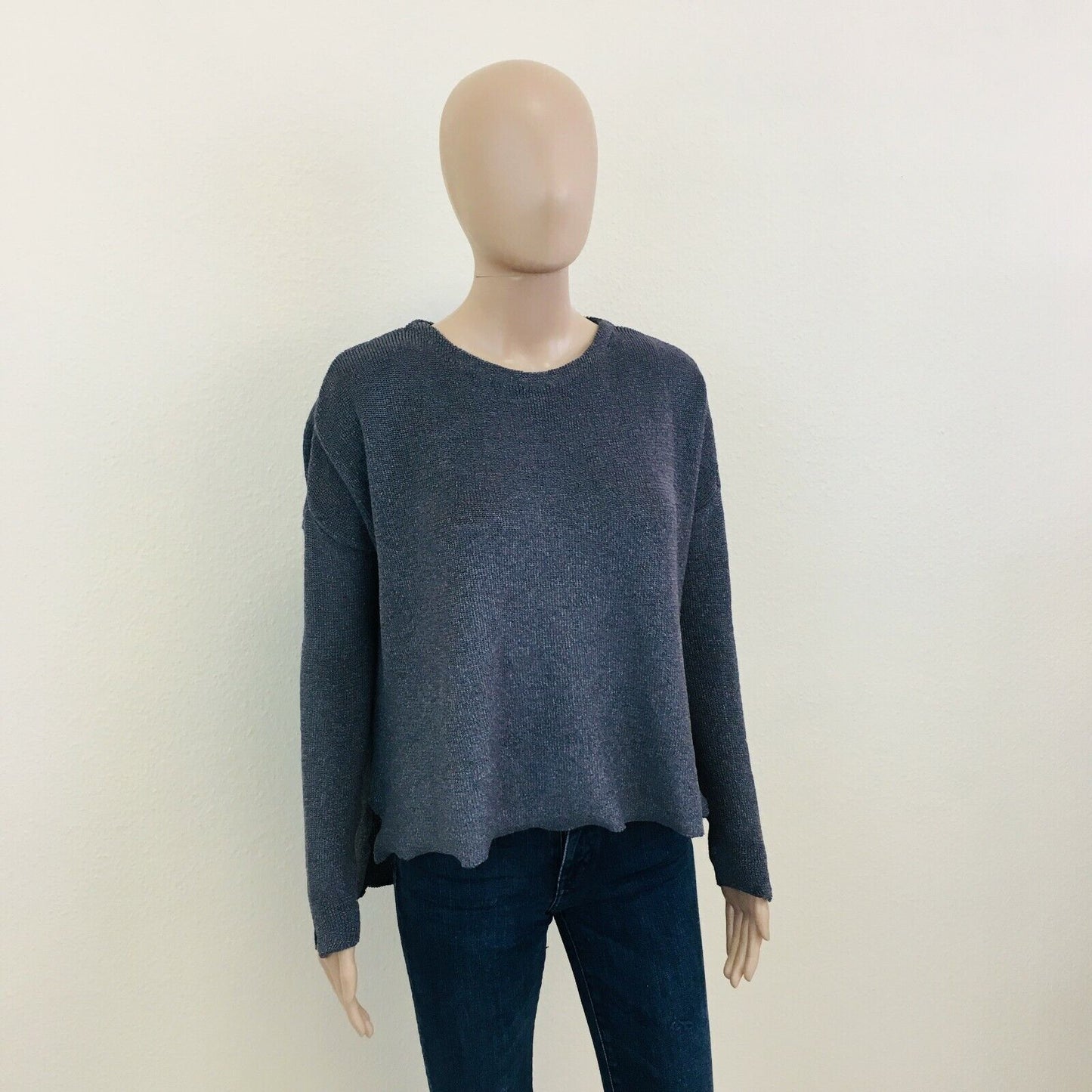 ZARA Oversized Metal Grey Viscose Blend Jumper Sweater Size S