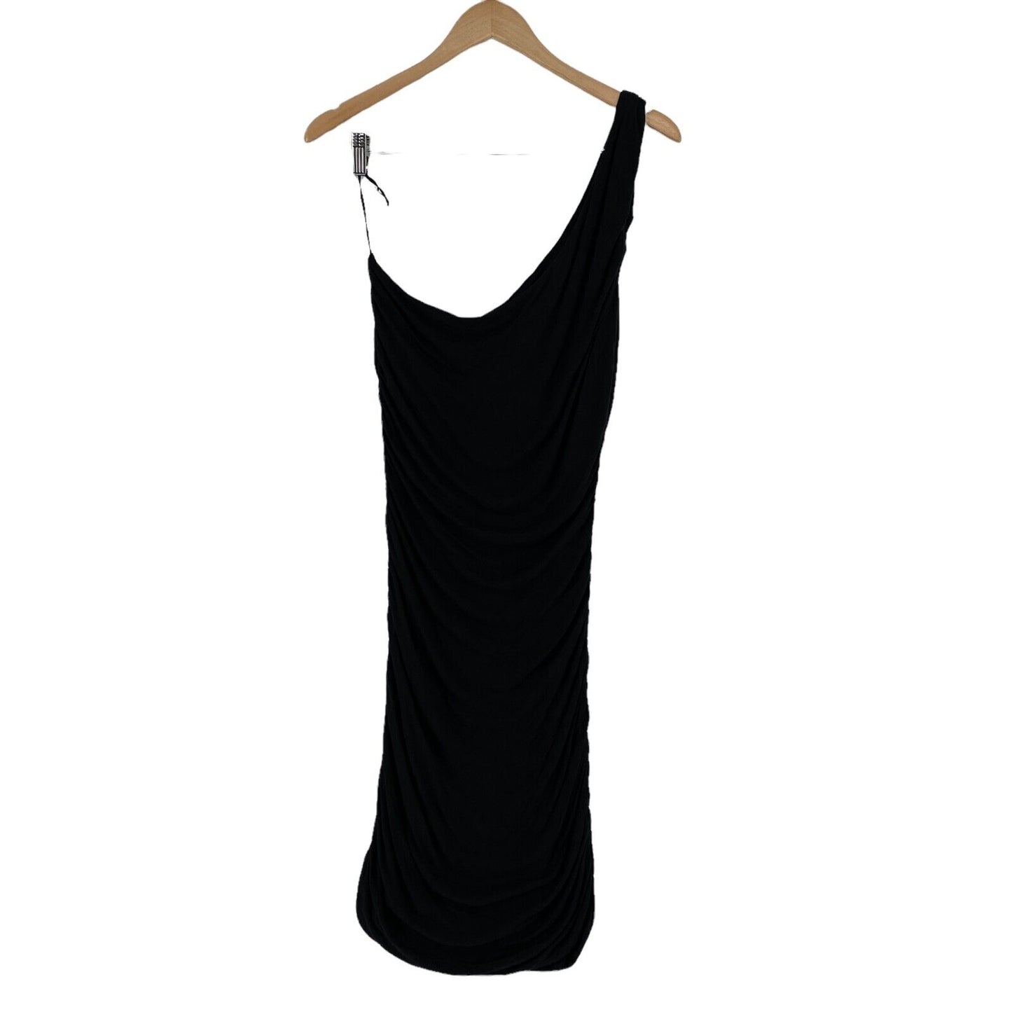 SILVER BULLET Black Sleeveless One Shoulder Jersey Bodycon Dress Size L