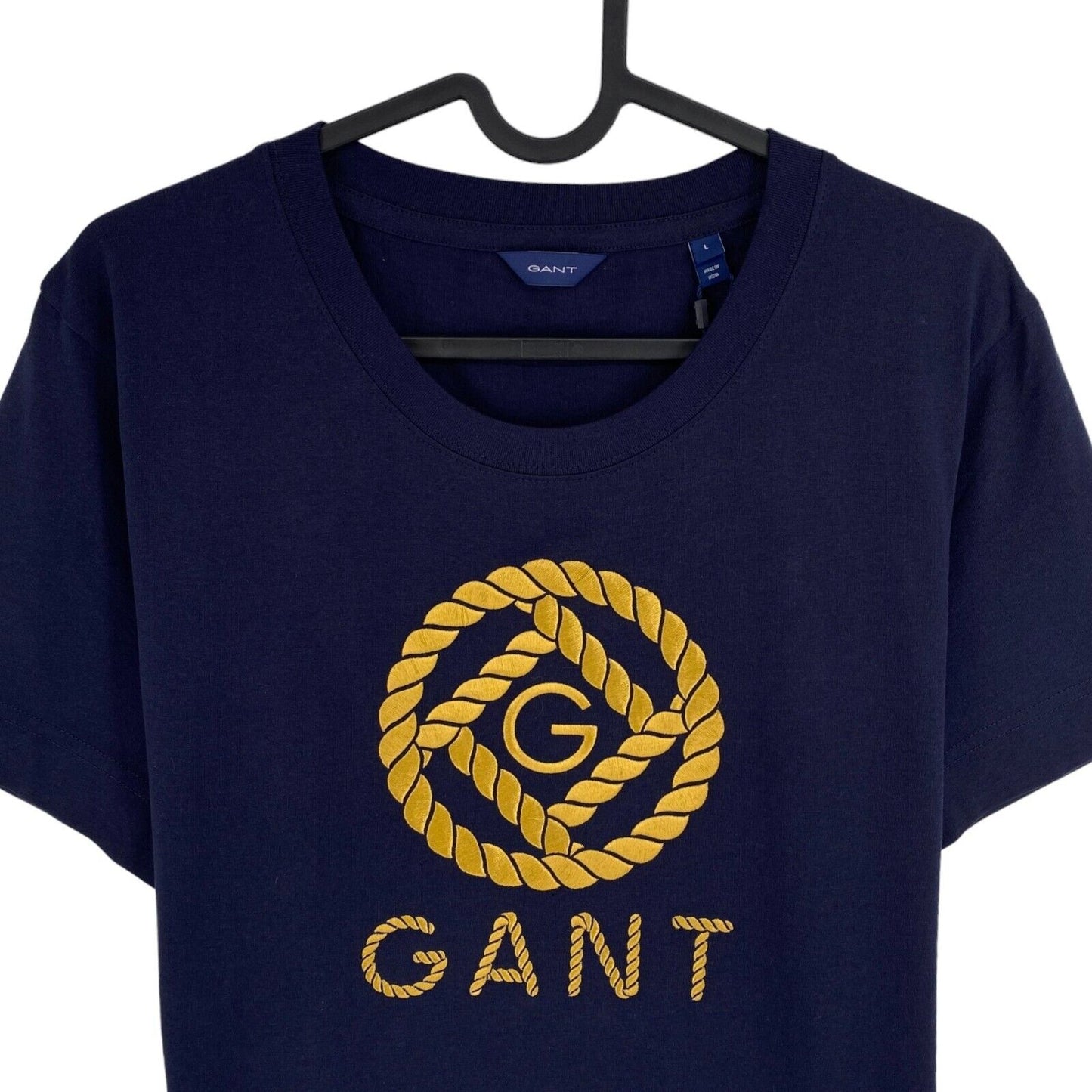 GANT Women Navy Blue Rope Icon Crew Neck Short Sleeves T Shirt Size L