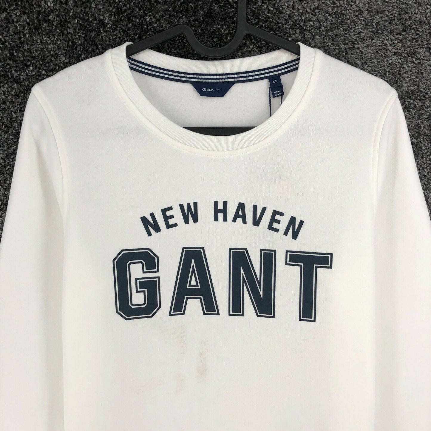 GANT White Logo Crew Neck Jumper Sweater Size XS