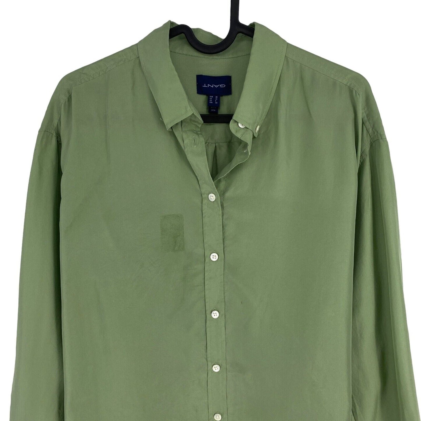 GANT Green Relaxed 100% Silk Shirt Size EU 38 UK 10 US 8