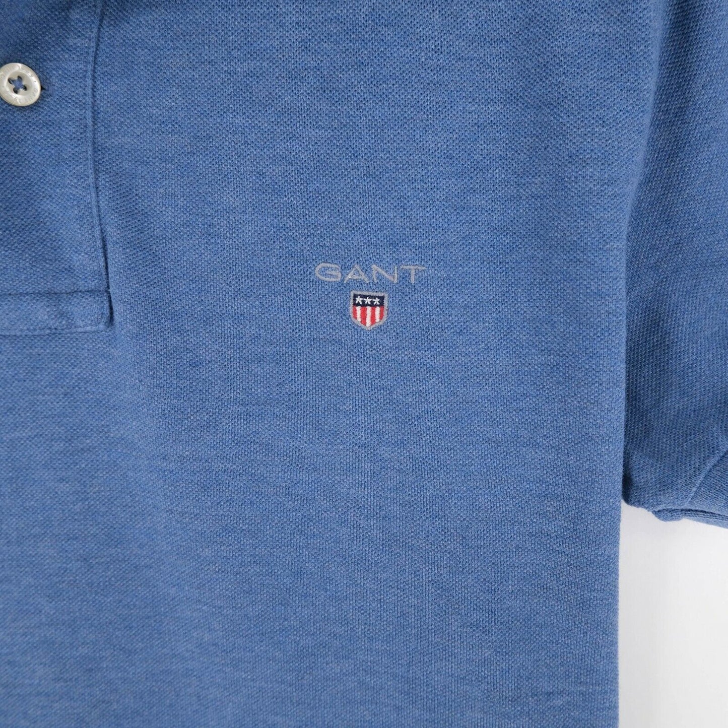 GANT T-Shirt mit Polokragen und schmalem Logo, Blau, Größe M