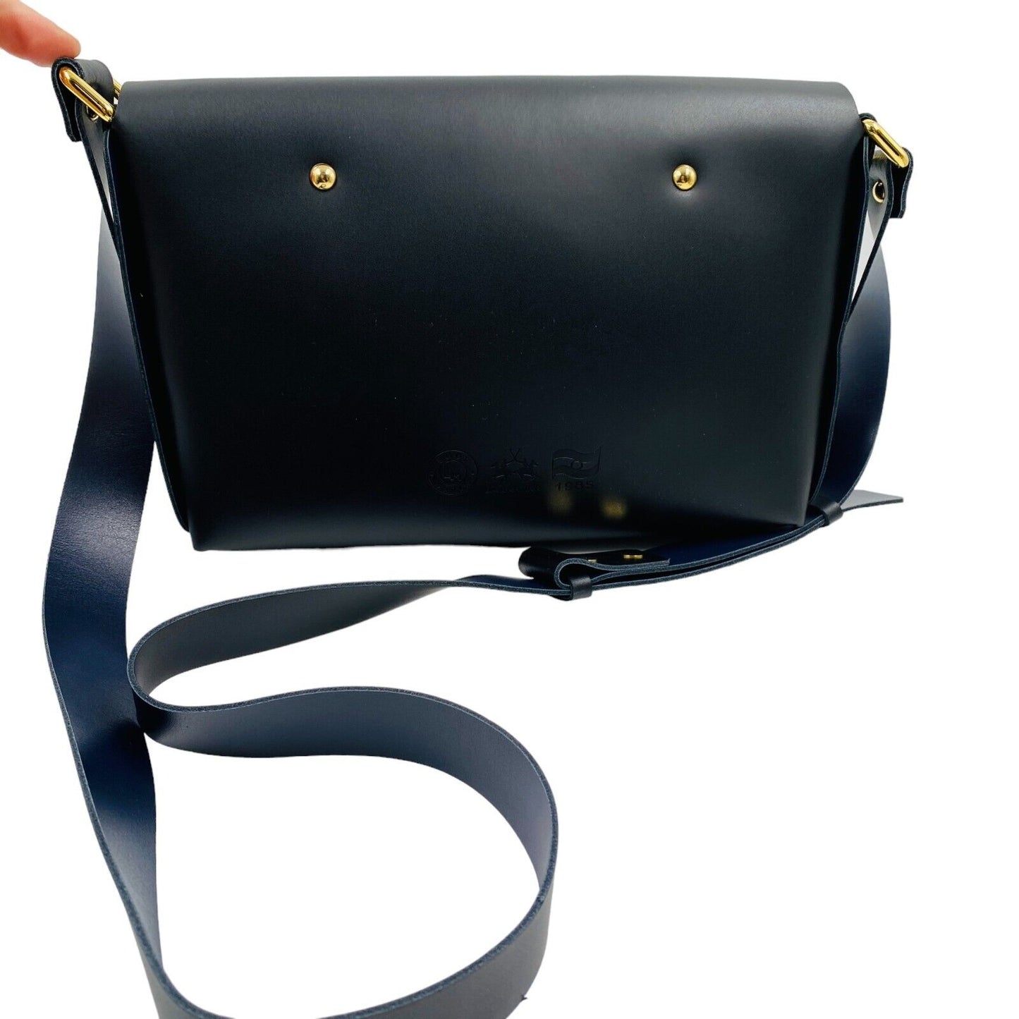 La Martina Black 100% Leather Shoulder Bag Handbag