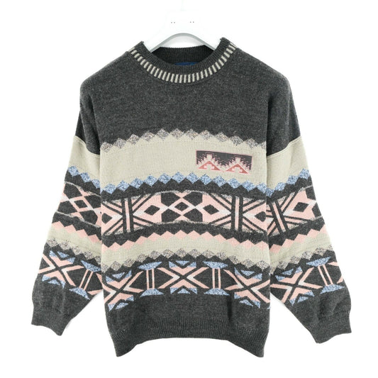 Cosby vintage Rétro années 90 Cheval Gris Pull Jumper Taille L