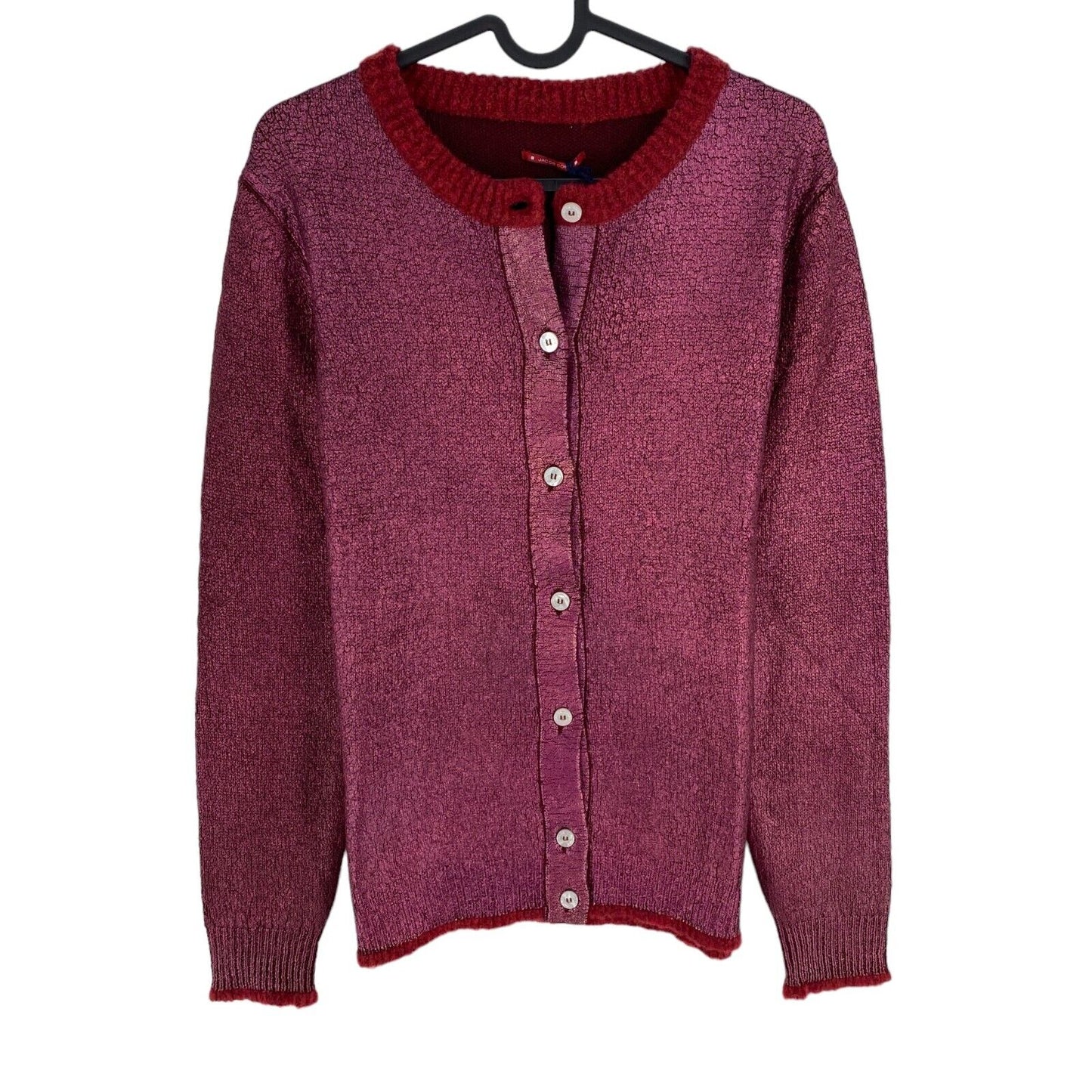 JACOB COHEN Rose foncé métallisé 100% Laine Cardigan Pull Taille S