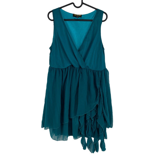 Angel Eye Bleu Turquoise Sans Manches Col V Profond Fit &amp; Flare Robe Taille M/L