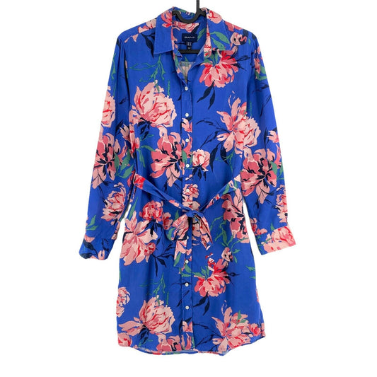 GANT Blue Peonies Robe chemise à manches longues Taille EU 34 36 UK 6 8 US 4 6