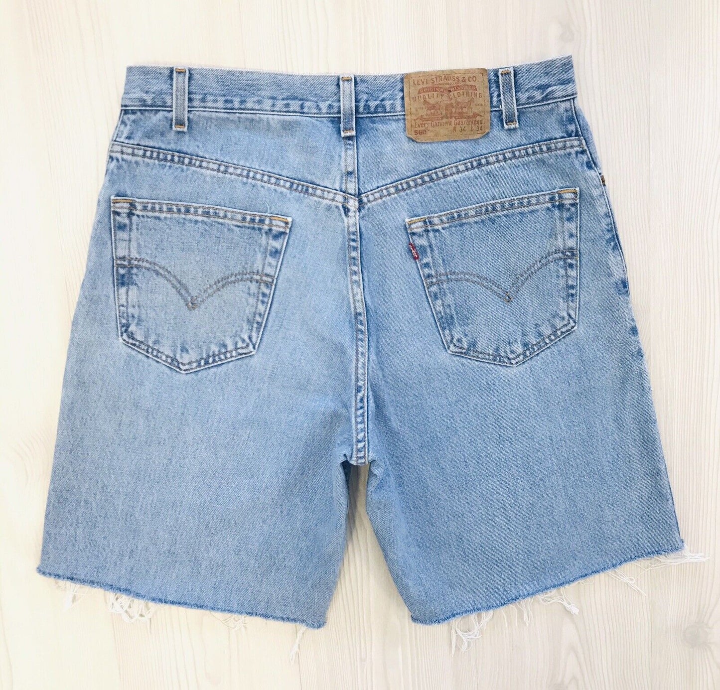 Levi's 560 Custom Made Blue Comfort Straight Fit Cut-Off Shorts W34