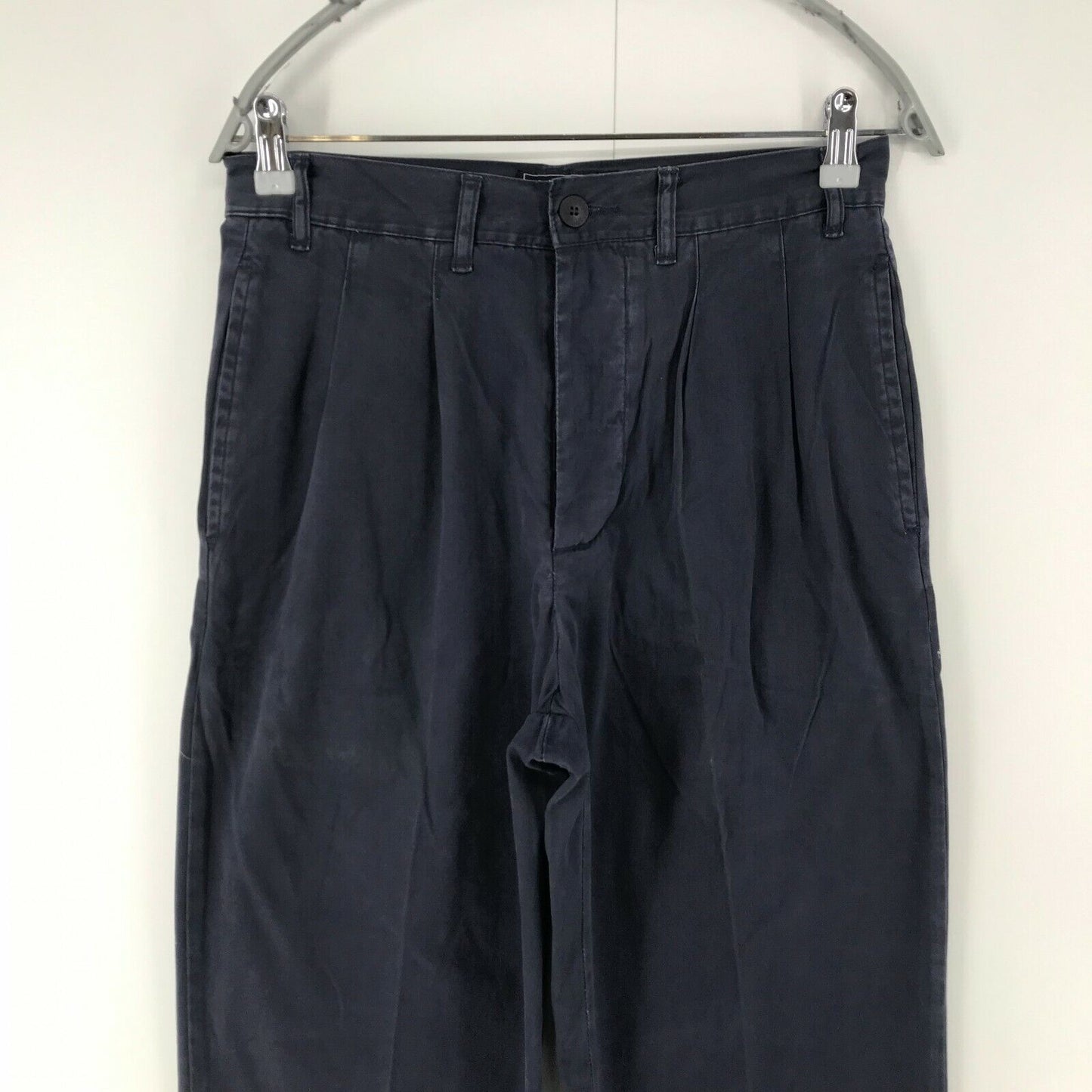 BLANC BLEU Women Dark Blue Relaxed Tapered Fit Trousers EUR 40 W30