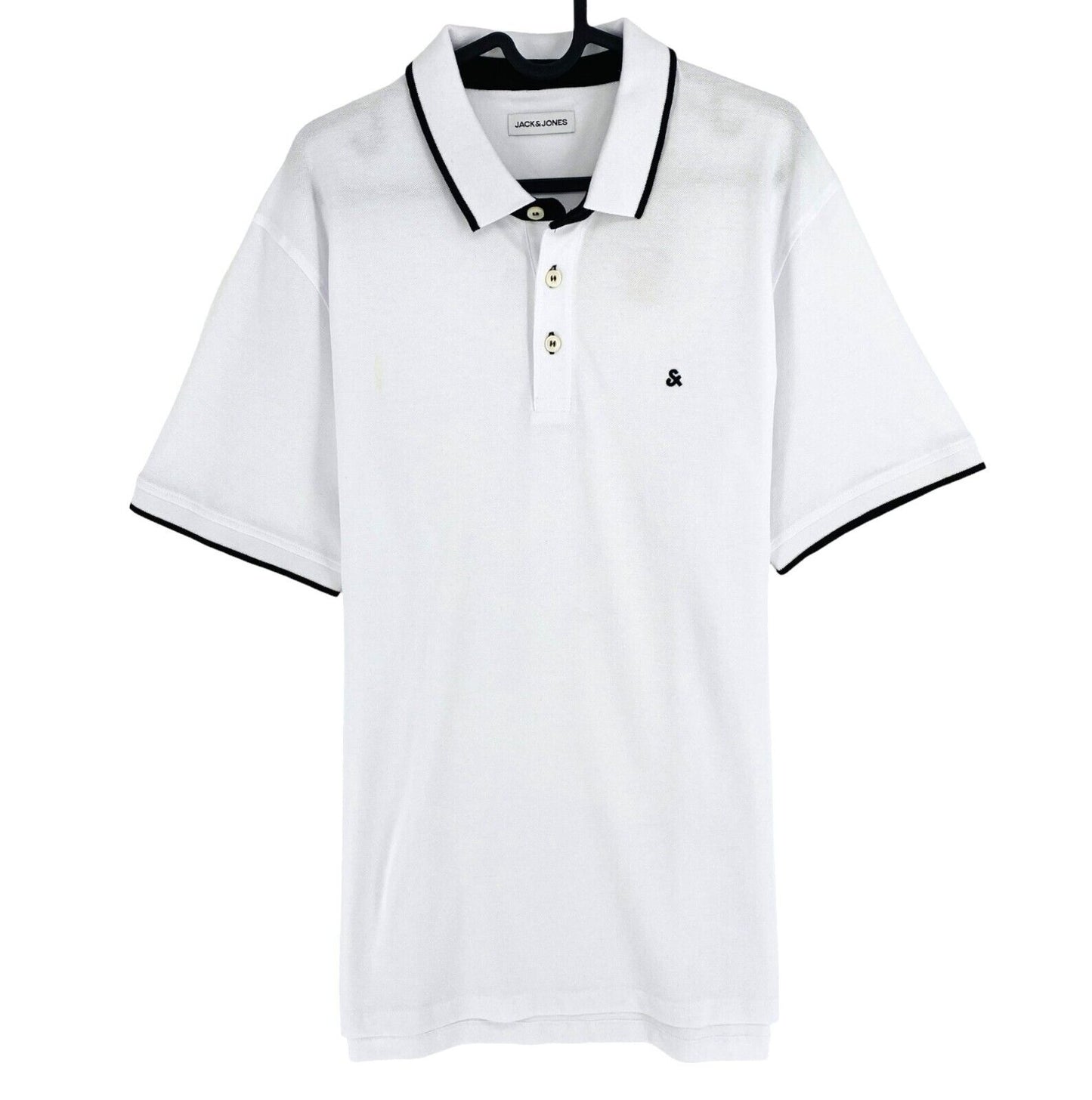 Jack&Jones Men White Short Sleeves Polo Shirt Size XL