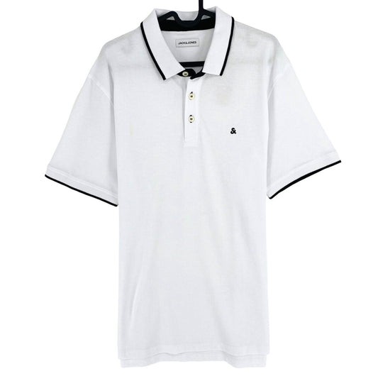 Jack&Jones Men White Short Sleeves Polo Shirt Size XL