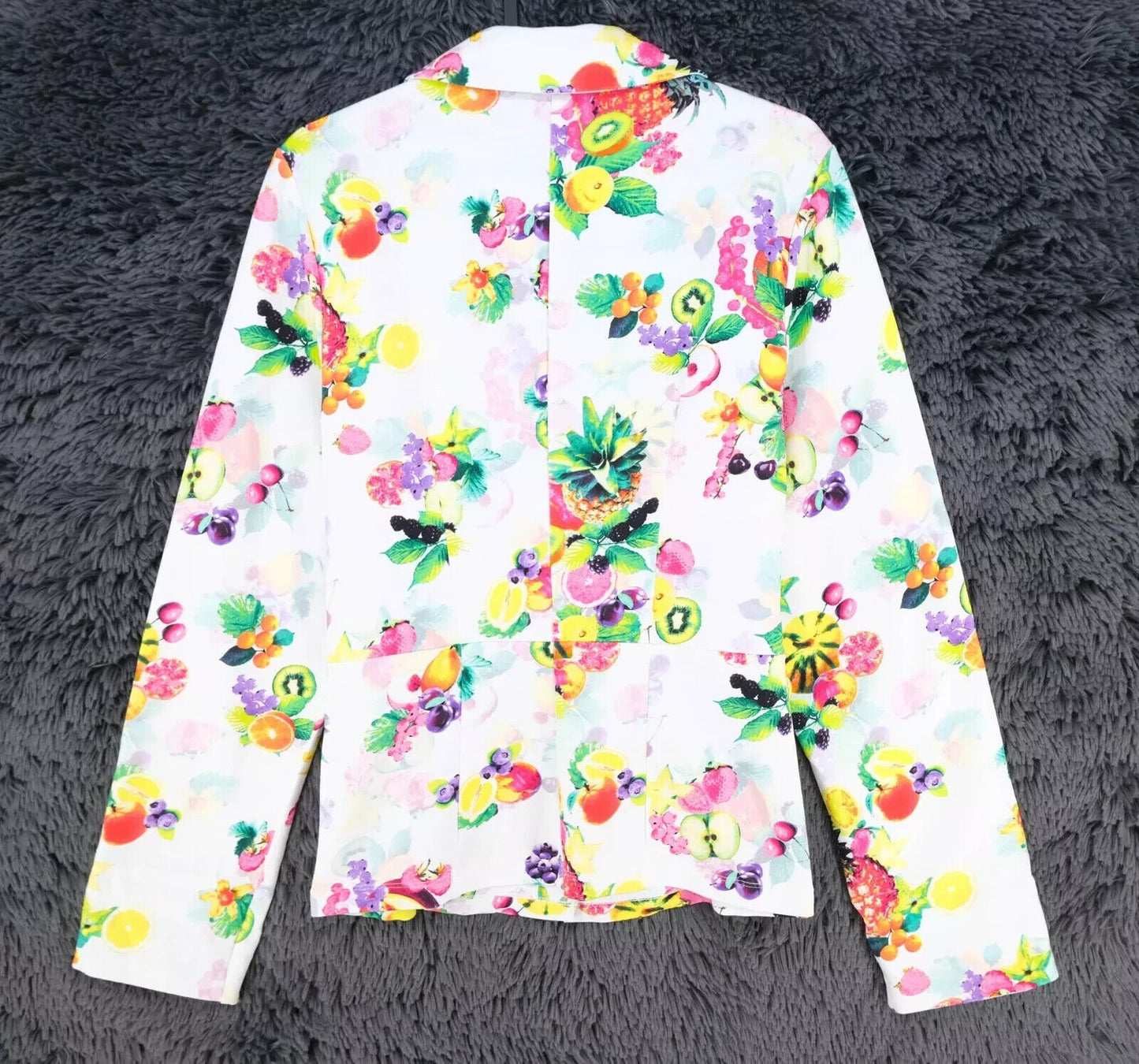 Betty Barclay Women White Fruit Print Jacket Size EU 44 UK 18 US 14