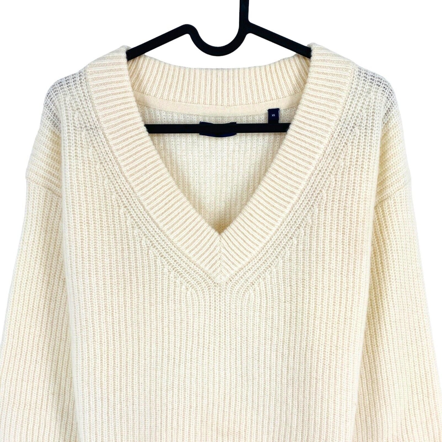 GANT Beige Wool Blend V Neck Jumper Sweater Size XS