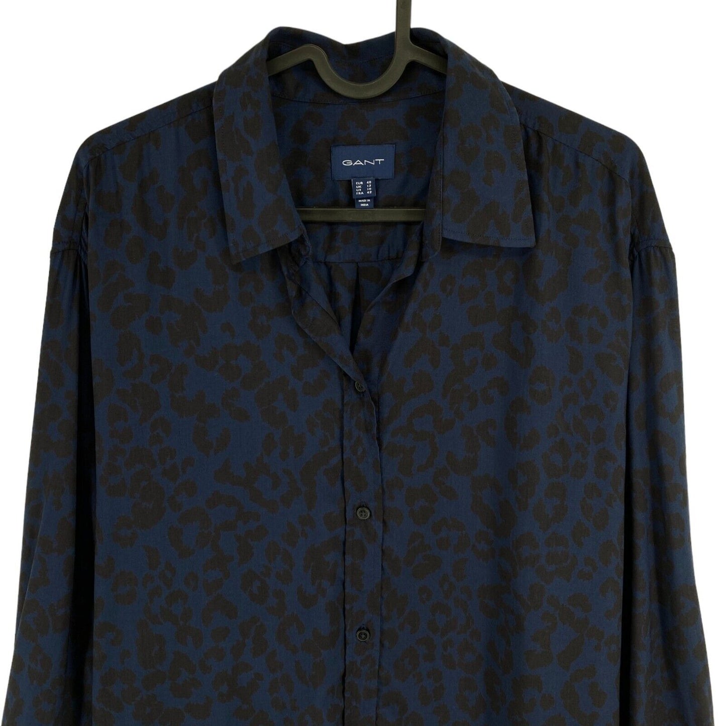 GANT Navy Blue Animal Print Relaxed Shirt Size EU 40 UK 12 US 10