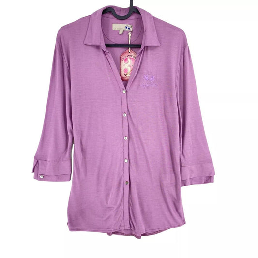 LA MARTINA Women Purple 3/4 Sleeves Jersey Shirt Size 3 / M