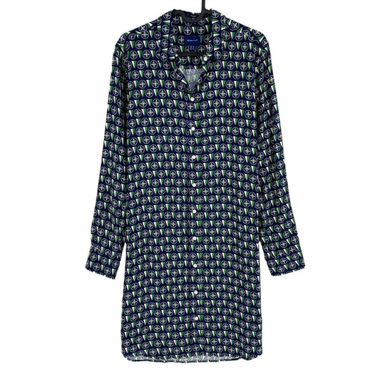 GANT Women Blue Geometric Long Sleeves Shirt Dress Size EU 38 UK 10 US 8