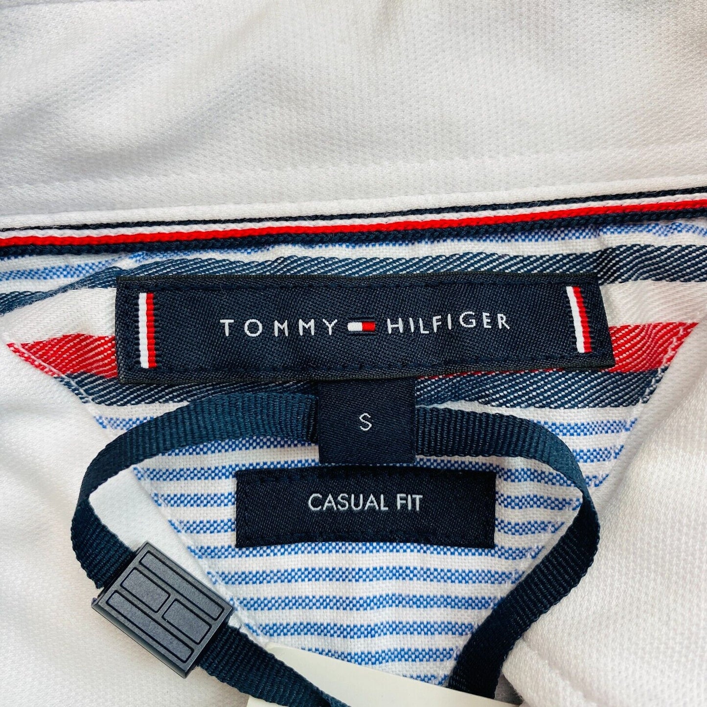 TOMMY HILFIGER White Solid Casual Fit Shirt Size S