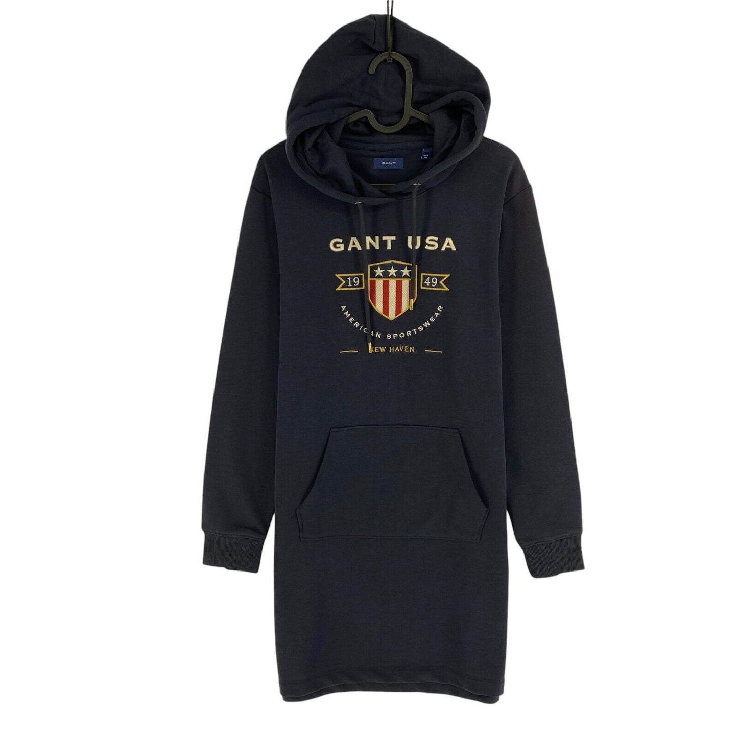 GANT Women Navy Blue Banner Shield Hoodie Jumper Dress Size L