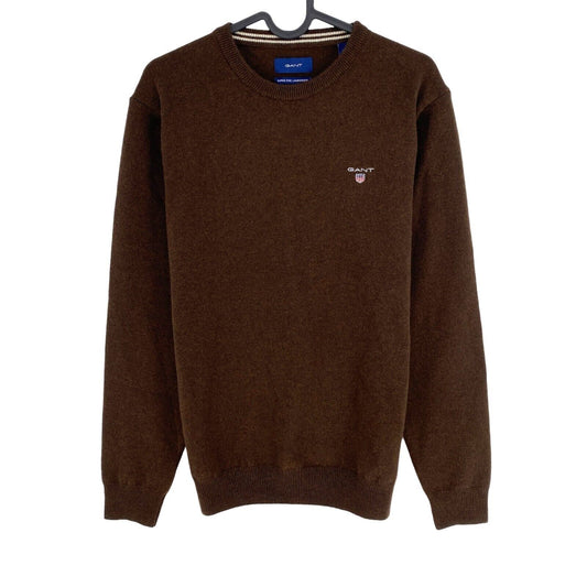 GANT Dark Brown 100% Wool Crew Neck Sweater Jumper Size S