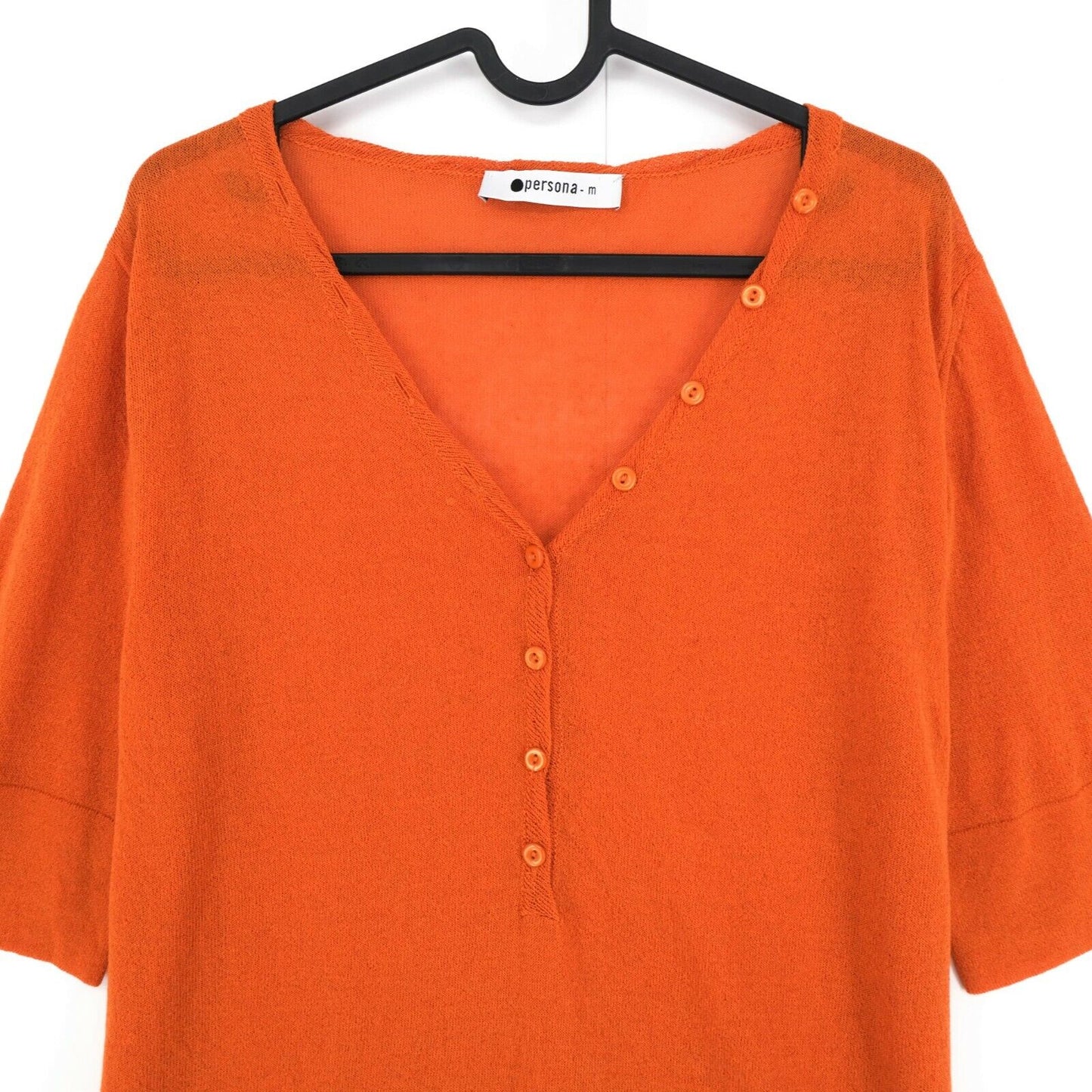 Persona Orange V Neck T Shirt Top Size M