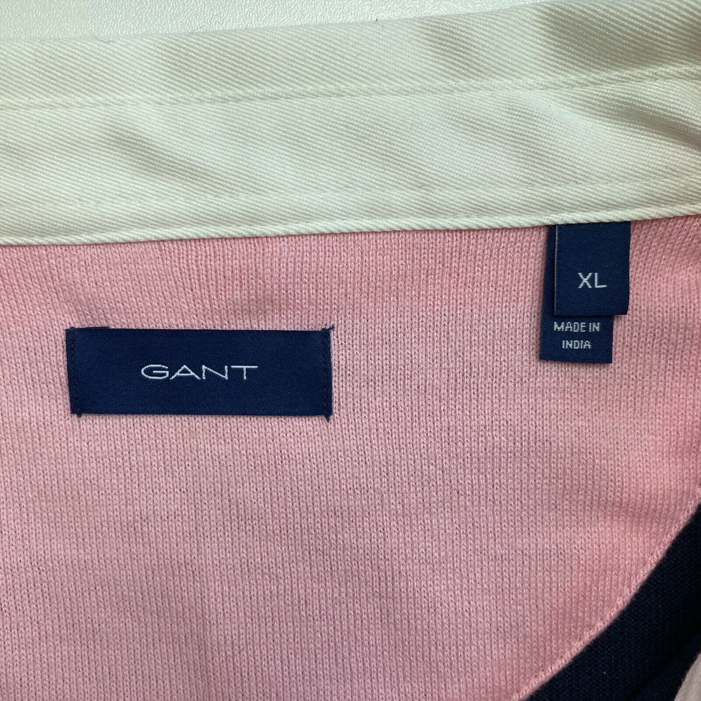 GANT Pink Striped Heavy Rugger Sweater Jumper Size XL