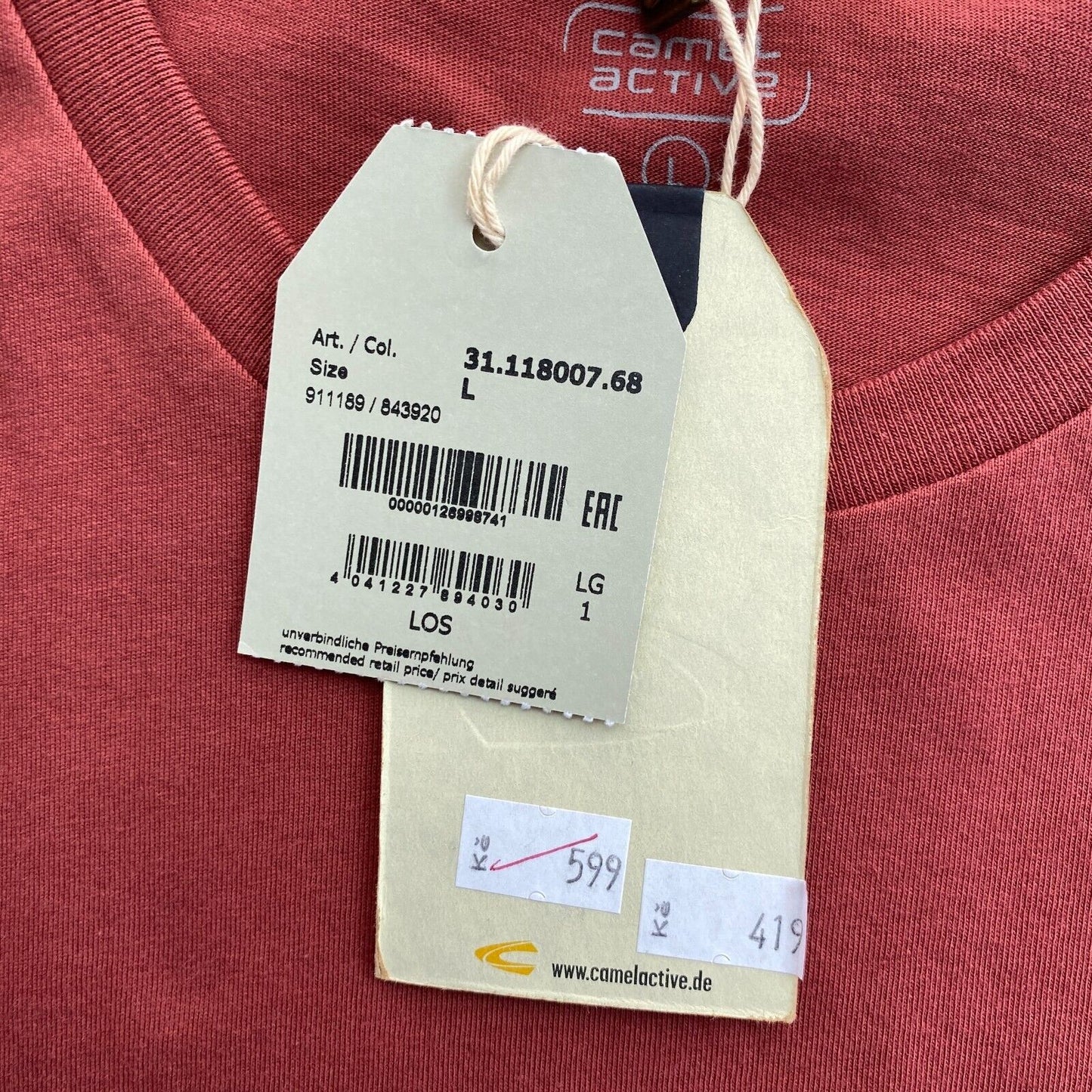 Camel Active Rouge Crew Neck T Petit Haut Taille L