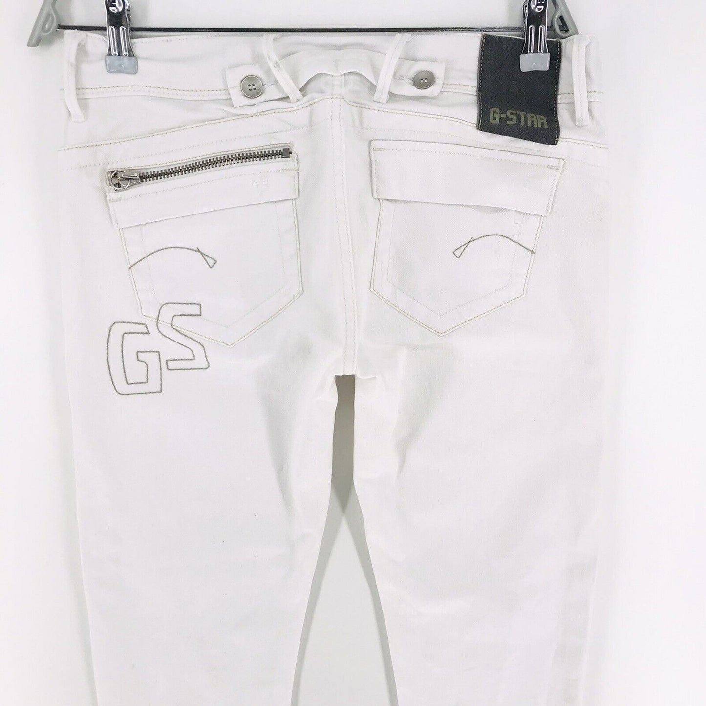 G-STAR 3301 ROYCE 070 EMBRO Women White Skinny Fit Distressed Jeans Size W29 L36