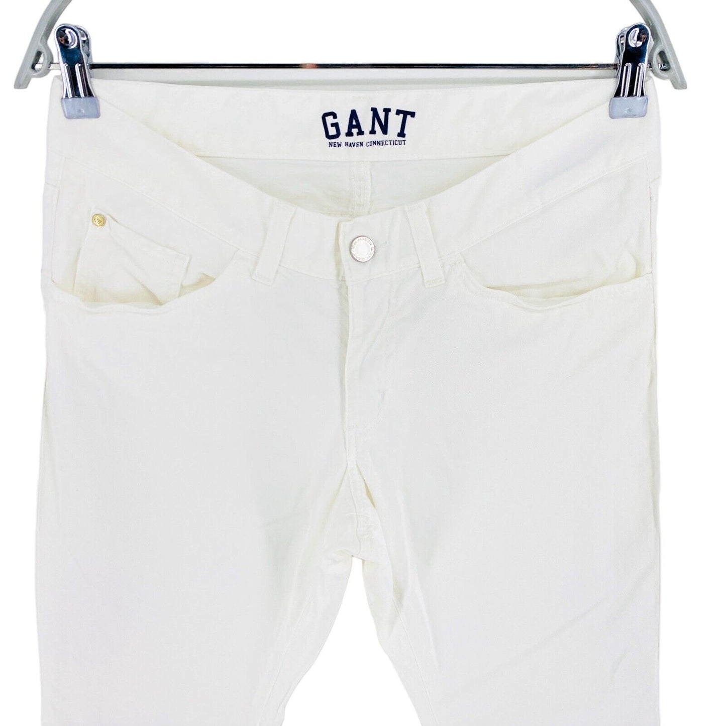 GANT Women White Cropped Slim Twill Chino Pants Trousers Size W30