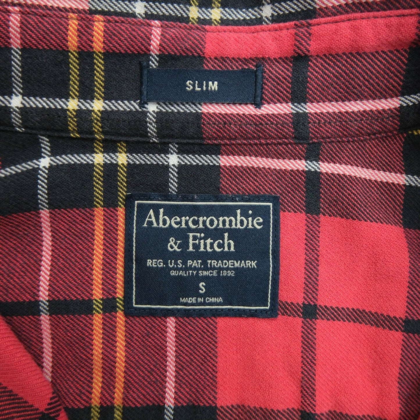 Abercrombie & Fitch Red Slim Fit Check Print Shirt Size S