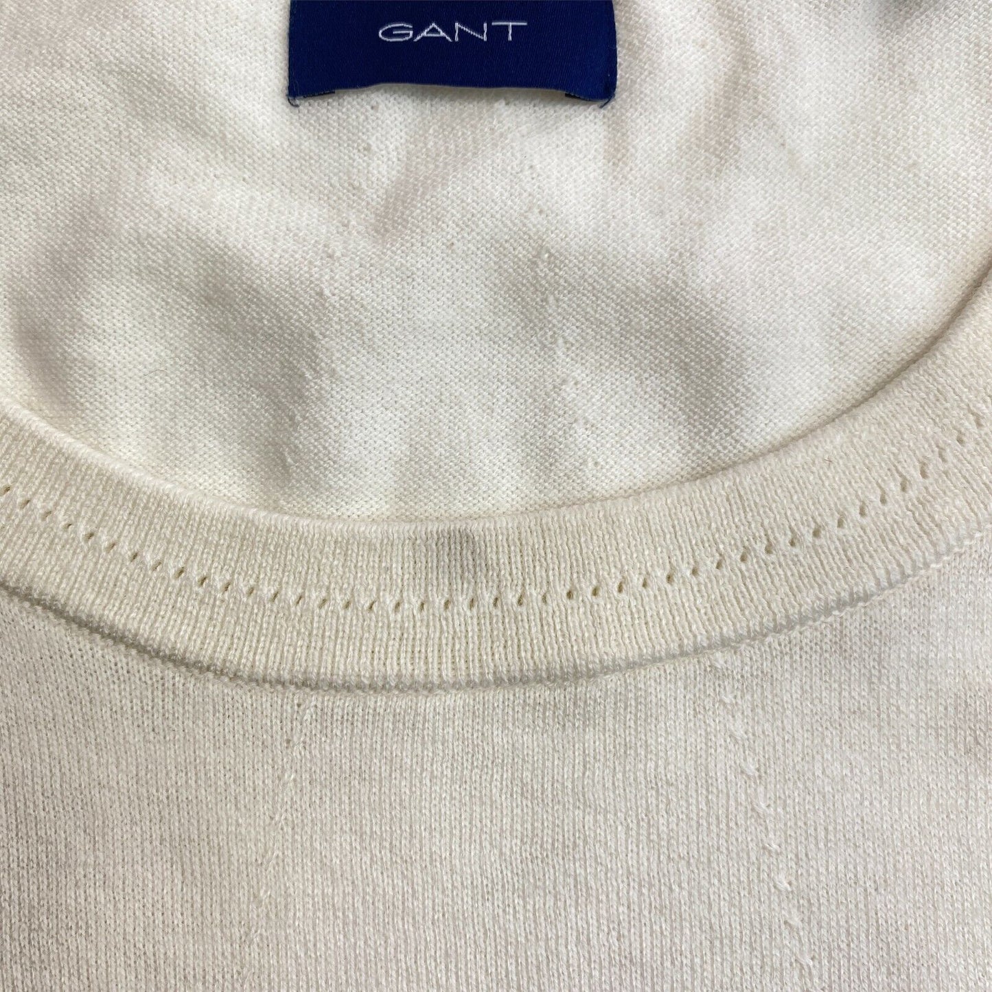 GANT Beige Cotton Cashmere Fine Knit Crew Neck T Shirt Size L