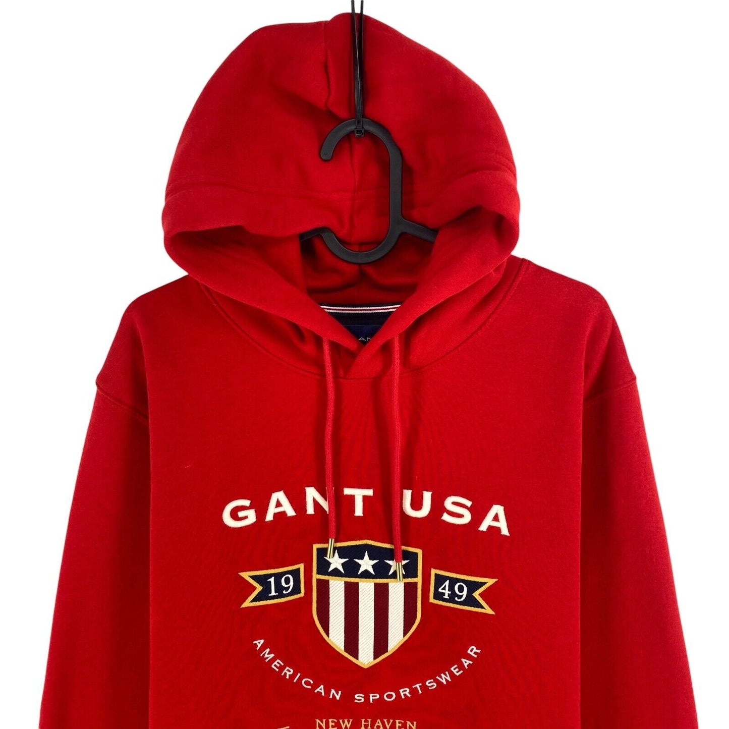 GANT Men Red Banner Shield Hoodie Sweater Jumper Size XL