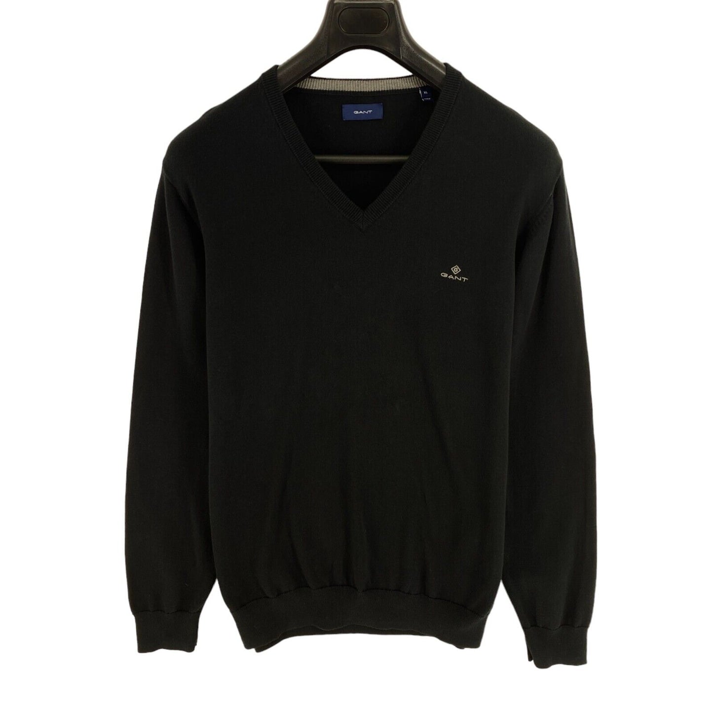 GANT Pull classique en coton noir à col en V Taille XL