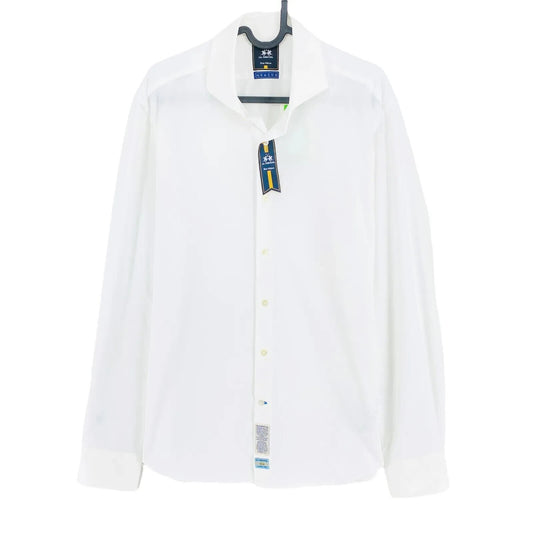 LA MARTINA Blue Ribbon Mens White Active Stretch Shirt Size 16.5 EUR 42