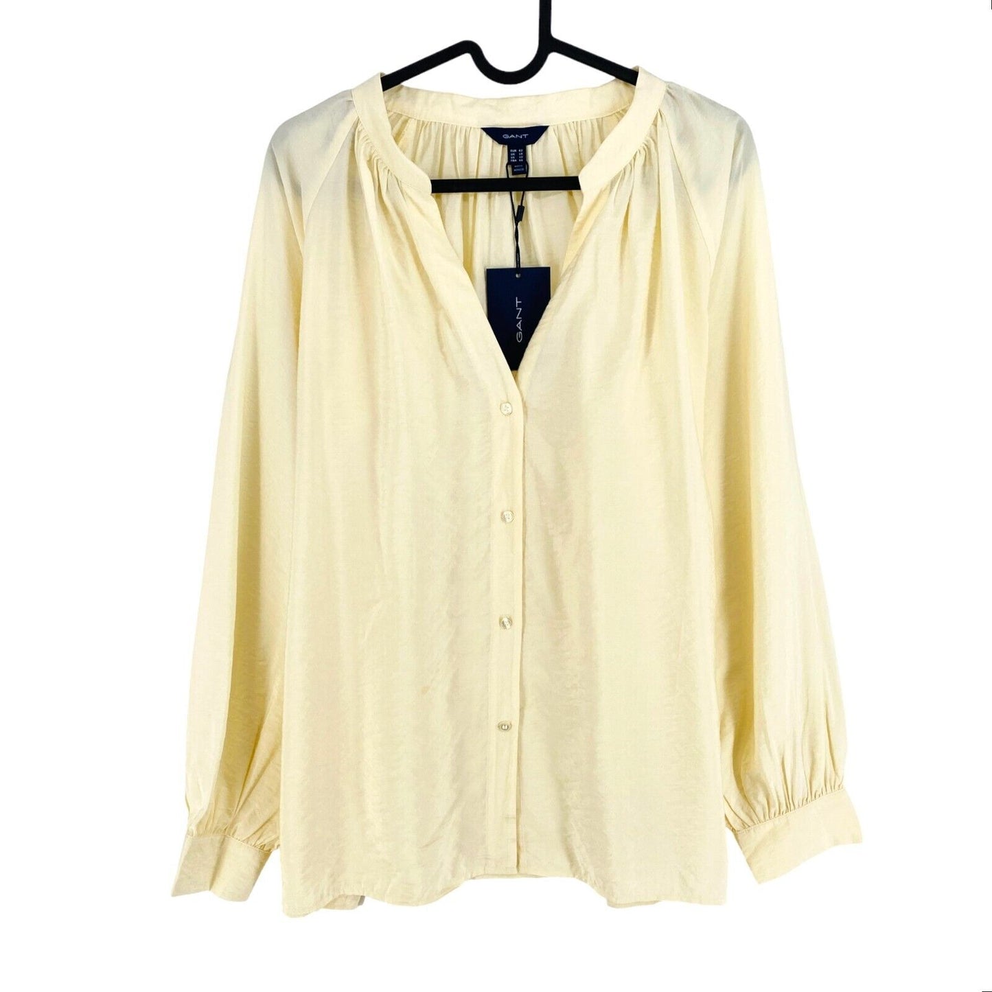 GANT Light Yellow Stand Collar Blouse Size EU 42 UK 14 US 12