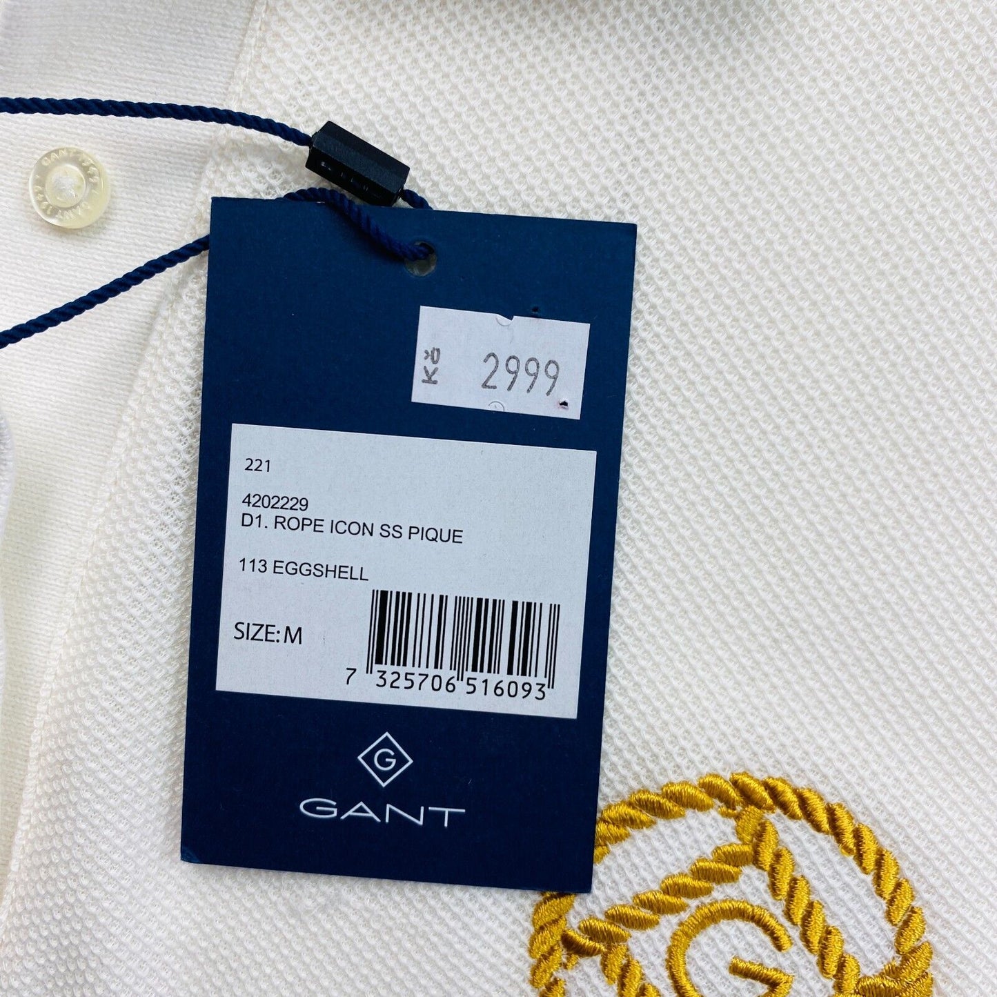 GANT Polo à manches courtes en piqué blanc Rope Icon Taille M