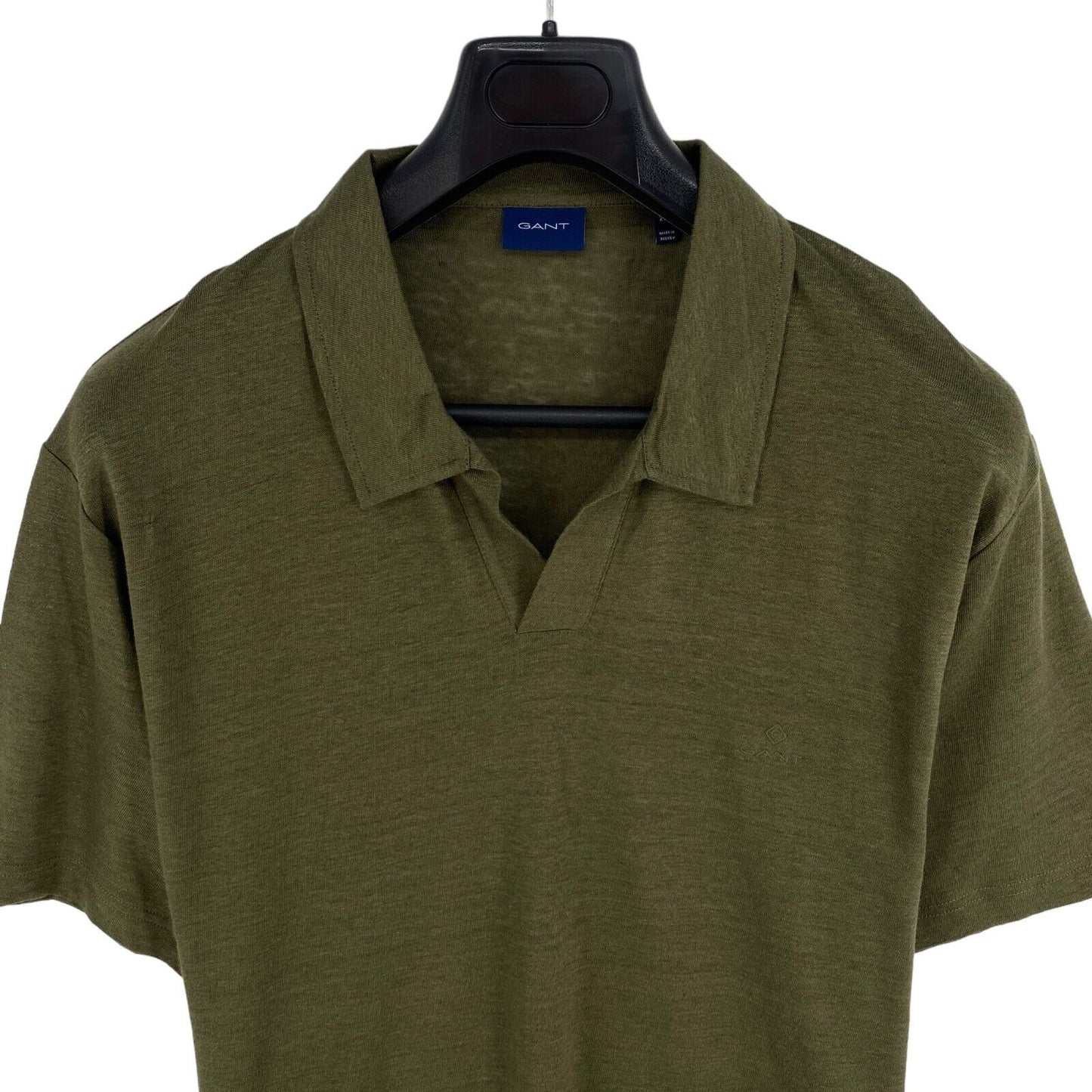 GANT Men Dark Green Linen Rugger Short Sleeves Polo Shirt Size 2XL XXL