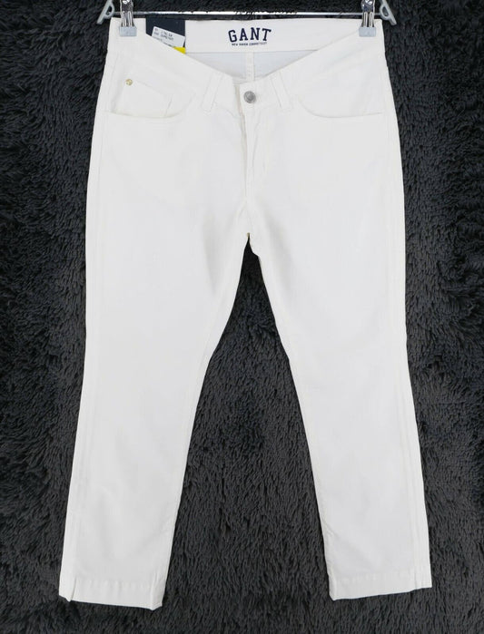 GANT White Twill Slim Cropped Pants Trousers Size 30 31