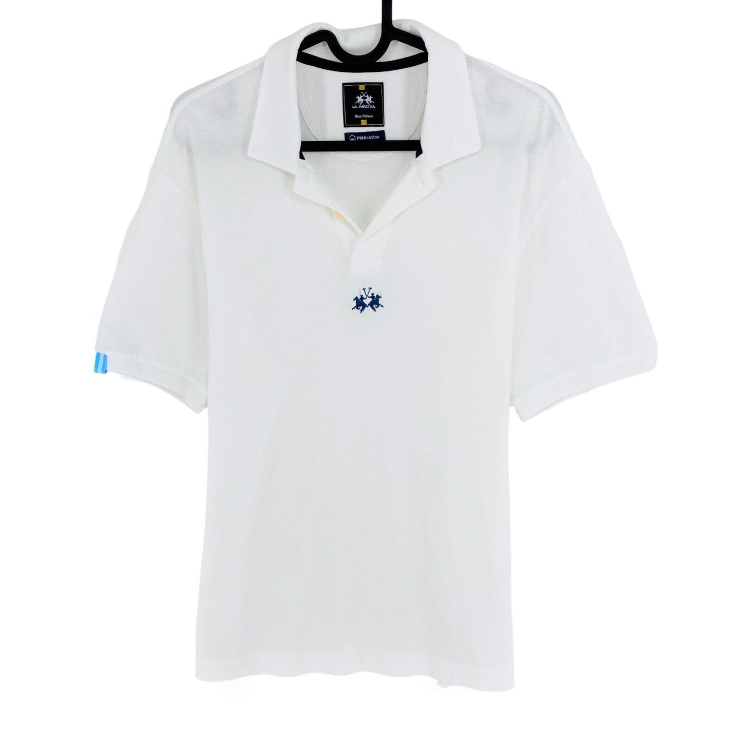 LA MARTINA Blue Ribbon Weißes Stretch-Poloshirt Größe M